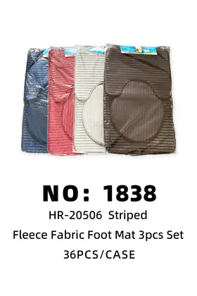 Striped Fleece 3-Piece Set Synthetic Fibre Floor Mats 50×80