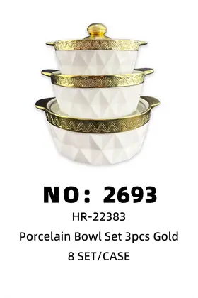 Ceramic Pot Sets 3-Piece Set TG01-1 Pyramid Gold