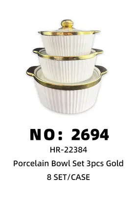 Ceramic Pot Sets 3-Piece Set TG02-1 Vertical Stripe Gold