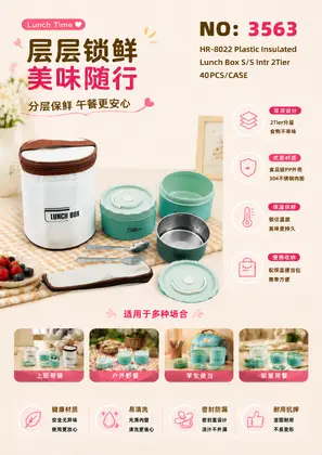 Plastic-Outer Steel-Inner Thermal Lunch Boxes 2 Tier