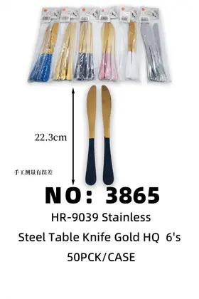 Gold-Plated Spray Paint Table Knives Black