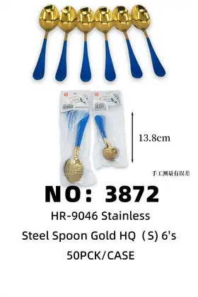Gold-Plated Spray Paint Tea Spoons Blue