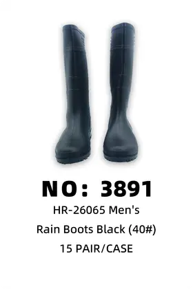PVC Men Black Rain Boots 40# 15PAIR/