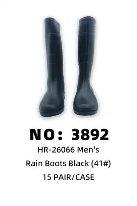 PVC Men Black Rain Boots 41# 15PAIR/