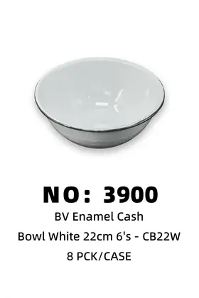22CM White Enamel Bowls