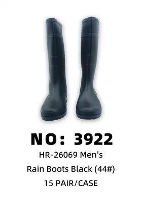 PVC Men Black Rain Boots 44# 15PAIR/