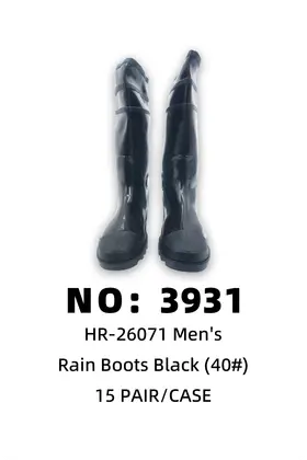 PVC Men Black Rain Boots 40# 15PAIR/