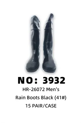 PVC Men Black Rain Boots 41# 15PAIR/