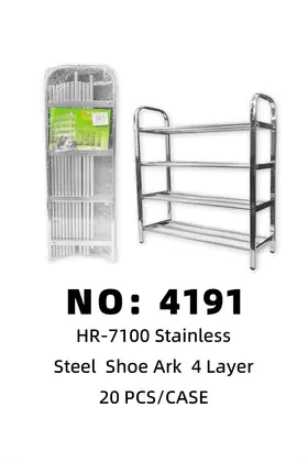 4 Tier 3 Pole Square-Tube Shoe Racks