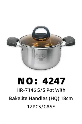 18CM Bakelite Handle Stainless Soup Pots