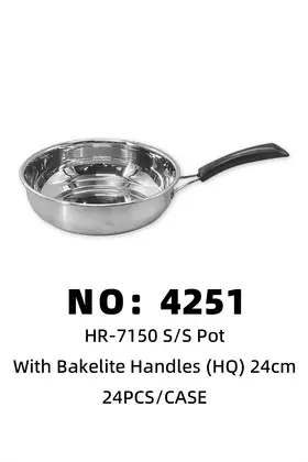 06 Non-Magnetic Stainless Steel Frying Pans 24CM ( Bakelite Handle )