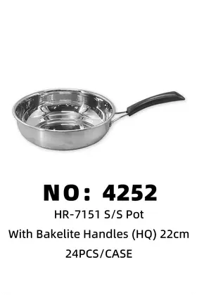 06 Non-Magnetic Stainless Steel Frying Pans 22CM ( Bakelite Handle )