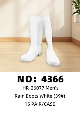 PE Men White Rain Boots 39#A8 15PAIR/