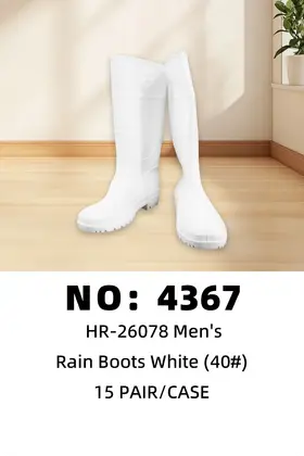 PE Men White Rain Boots 40#A8 15PAIR/