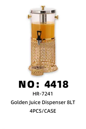 Round Base Gold Flower-Rim Single-Head Juice Dispensers 8lt