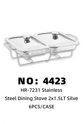 Silver Glass Chafing Dishes 2×1.5lt