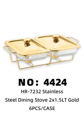 Gold Glass Chafing Dishes 2×1.5lt