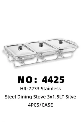 Silver Glass Chafing Dishes 3×1.5lt