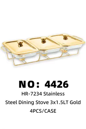 Gold Glass Chafing Dishes 3×1.5lt