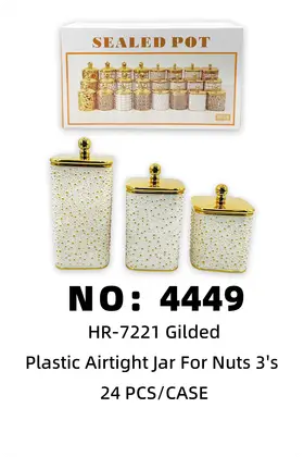 Full Gold-Plated Plastic Nuts Sealed Jars - Square Pearl Dot