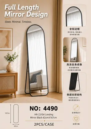 62cmx167cm Arched Black Floor Mirrors