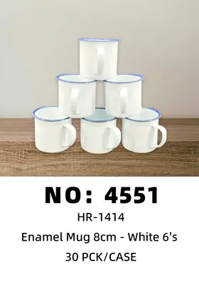 8cm White Enamel Tumblers