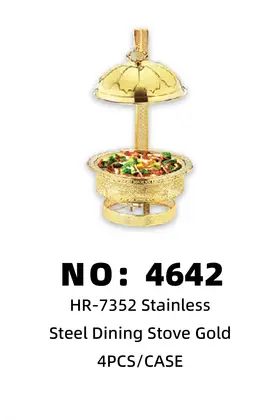 Gold-Plated Flower-Rim Double-Layer Top-Hanging Lid Chafing Dishes
