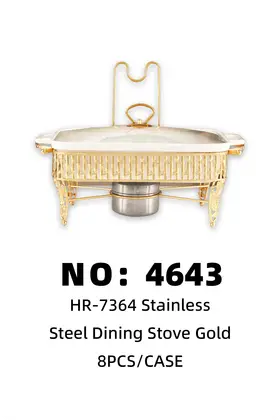 Gold-Plated Rectangular Double-Ear Ceramic Lid Plates Chafing Dishes