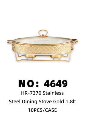 Gold-Plated Rectangular Double-Ear Ceramic Chafing Dishes 1.8lt