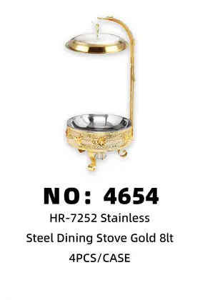 Gold-Plated Camellia Style Large Glass Lid Chafing Dishes 8lt