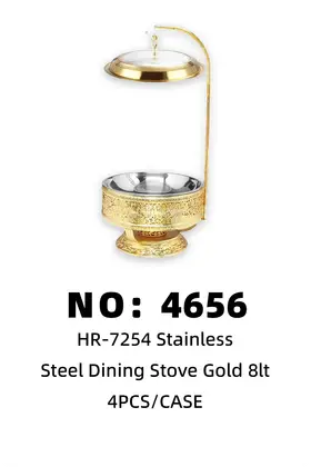 Gold-Plated High-Side Hanging Large Glass Lid Chafing Dishes 8lt