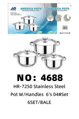 6pcs Stainless Pot Sets (18,20,22cm )