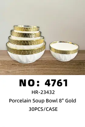 8 Inch Glacier Bowls Full Gold Ceramic Bowls