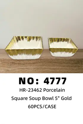 5 Inch Lotus Gold-Dusted Square Bowls Ceramic Bowls