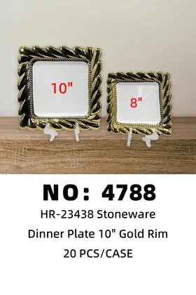 10 Inch Square Phoenix Tail Single Gold Plates Ceramic Plates