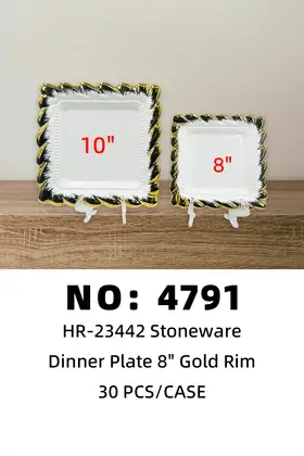 8 Inch Square Phoenix Tail Single Gold Plates Ceramic Plates