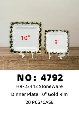 10 Inch Square Phoenix Tail Single Gold Plates Ceramic Plates