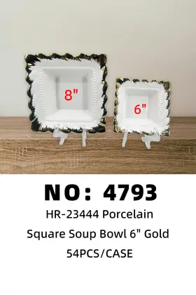 6 Inch Square Phoenix Tail Single Gold Bowls Ceramic Bowls