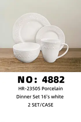 Hibiscus White Embossed Ceramic Sets