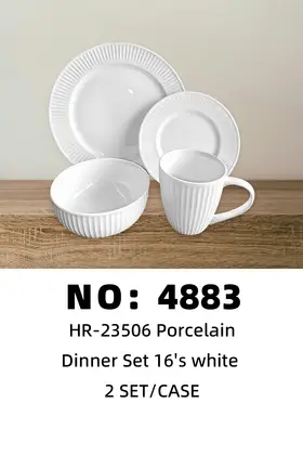 Line White Embossed Ceramic Sets