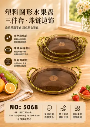 Plastic Round Trays Tea 3 Piece Set