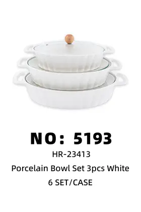 Ceramic Pot Sets Baking Trays Oval Pure White