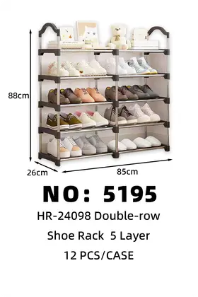 Galvanised Tube Double-Row 5 Tier Shoe Racks