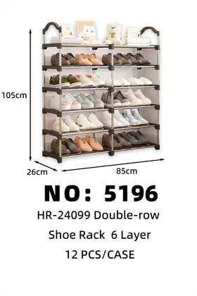 Galvanised Tube Double-Row 6 Tier Shoe Racks