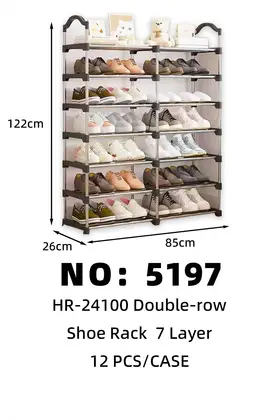 Galvanised Tube Double-Row 7 Tier Shoe Racks