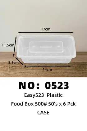 Easy523 Disposable Plastic Lunch Boxes 500ml
