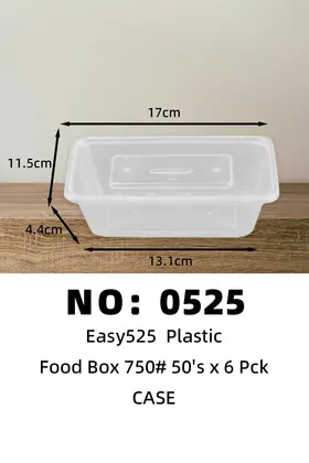 Easy525 Disposable Plastic Lunch Boxes 750ml