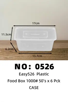Easy526 Disposable Plastic Lunch Boxes 1000ml