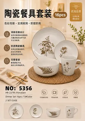 16 Piece Glazed Ceramic Sets