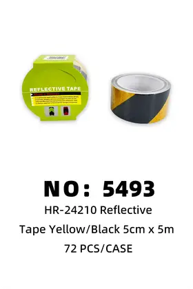 Yellow & Black Stripe 5cm*5m Reflective Tape